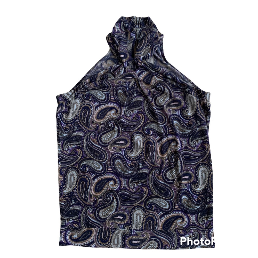 Michael Kors Purple Paisley Halter Top Size SP